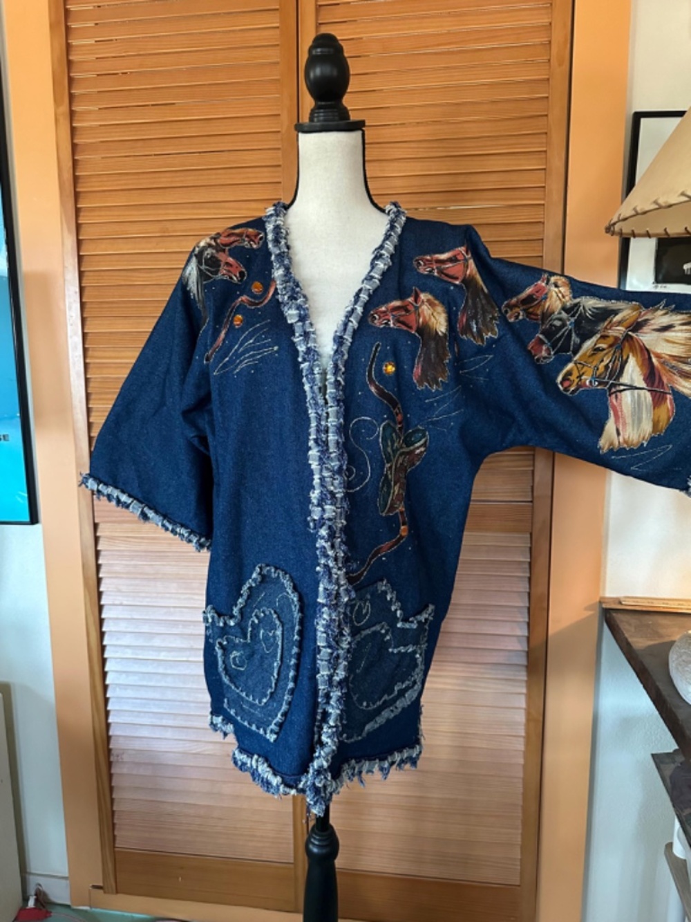 Vintage 80s Denim Western Jacket: Equestrian Horse Appliqué, Hand-Crafted - Picture 11 of 15